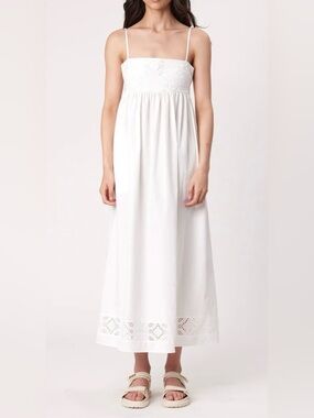 REMAIN White Eyelet Maxi Dress with Tie Straps, Sz 6